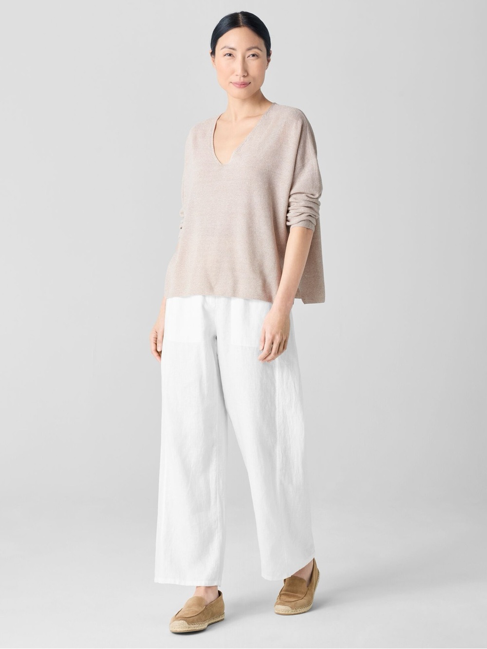 Organic Linen Cotton V-Neck Top